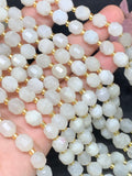 White Moonstone Faceted Barrel Beads  7x8 mm size 39 cm Strand AAA Quality - Natural White Moonstone Faceted Nugget Beads