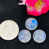15MM MOONSTONE ROUND CABOCHON , Pack of 1 pcs. Blue Fire Moonstone cabs . Moonstone Loose Cabs, Origin India .