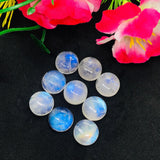 11MM MOONSTONE ROUND CABOCHON , Pack of 4 pcs. Blue Fire Moonstone cabs . Moonstone Loose Cabs, Origin India .