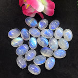 7X9MM Moonstone AAAA Rainbow Moonstone Cabochon-Natural Untreated Strong Blue Fire- Rainbow (Pack of 8 Pc.)