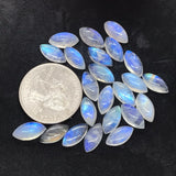 Moonstone 6X12 MM ,Rainbow Moonstone Marquise  Cabs , Pack of 7 Pcs. Good Quality Moonstone , Origin India , Moonstone marquise shape