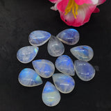 Moonstone 13X18 MM Rainbow Moonstone Pear Cabs, Pack of 2 Pc. Good Quality Cabochons , origin India . AAA Good Quality cabs.