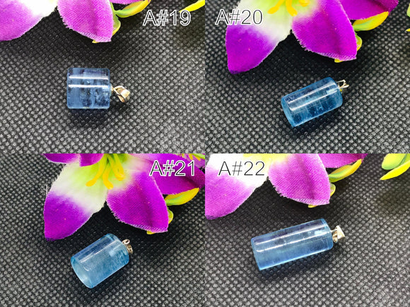 Aquamarine Pendant  Code #A19~A22  -925 Silver Aquamarine Pendant- Natural Aquamarine Pendant- Silver Pendant - Cylindrical Shape