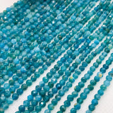 Pack of 5 Strand, Apatite Faceted 3MM Round, Perfect Round faceted Beads- , length 16" . micro faceted beads , Natural Faceted Gemstone .