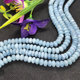 Aquamarine Roundel Shape 8 mm , length of strand - 40 cm Transparent Blue Aquamarine AAA quality beads , origin brazil