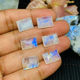 Moonstone Faceted 10X14MM Rectangle Cabochon AAA Quality Moonstone Faceted Cabochon- Pack of 1 Piece- Blue Fire Moonstone