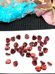 Garnet Faceted Heart stone 6x6 mm size - Code #G5 -Garnet Cut Stone -Natural Garnet Loose Stone - AAA Quality Stones- Pack of 8 Pieces