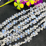 Moonstone 5X7 MM Faceted Pear briolette , Good quality and transparent stones , Faceted pear shape with blue Flash, Length 8 Inch