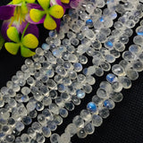 Rainbow Moonstone 6X8MM  Faceted Drops, Rainbow Briolettes,  Super Quality , Blue Flash Moonstone with transparent quality , Length 8 Inch