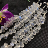 Rainbow Moonstone 5.5X7.5MM  Faceted Drops, Rainbow Briolettes,  Super Quality , Blue Flash Moonstone with transparent quality , Length 8"