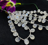 Moonstone Faceted 7X10MM Drops, Rainbow Briolettes, Faceted Drop shape. gemstone drops. length 8 Inch , Video Available.