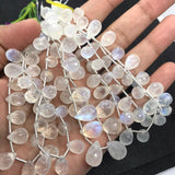 Moonstone Faceted 8X11-10X14 MM Drops, Rainbow Briolettes, Faceted Drop shape. gemstone drops. length 8 Inch, Video Available.