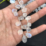 Moonstone Faceted 8X11-10X14 MM Drops, Rainbow Briolettes, Faceted Drop shape. gemstone drops. length 8 Inch, Video Available.