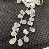 Moonstone Faceted 8X11-10X14 MM Drops, Rainbow Briolettes, Faceted Drop shape. gemstone drops. length 8 Inch, Video Available.