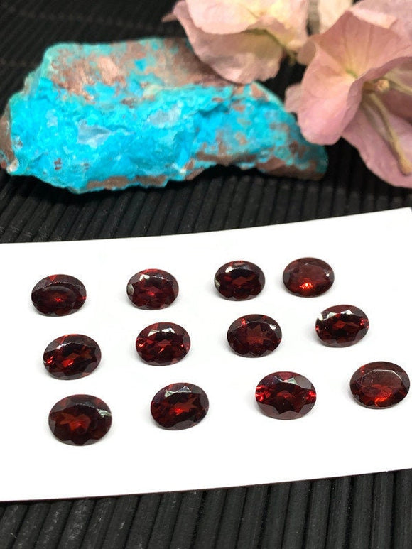 Garnet Oval Faceted 7X9 mm size cut stone -Code #G24- Natural Garnet Loose Stone - AAA Quality Stones-