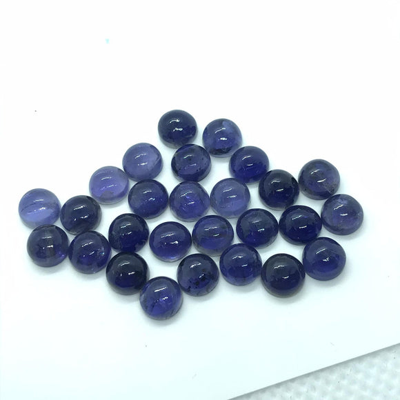 4MM Iolite smooth round cabs, natural gemstone cabochon . loose stone cabs (pack of 8 Pc )