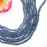 Blue Sapphire Faceted Roundel 3-5 MM Size length 16 Inch- AA Quality - Burma sapphire . Natural Blue sapphire