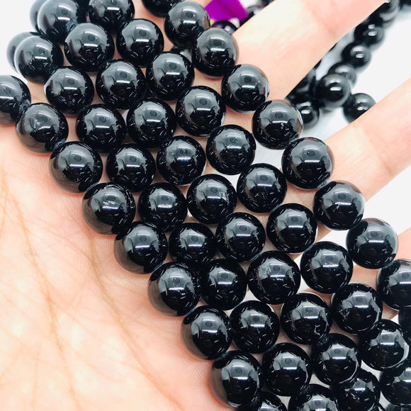 10MM Black  Tourmaline Round Beads - 40 cm- Gemstone Round Beads  - Tourmaline Round Beads-Origin Mozambique
