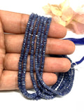 Blue Sapphire Faceted Roundel 2.5 - 5 MM Size Code #S4 Length 16 Inch- AAA Quality - Burma sapphire . Natural Blue sapphire