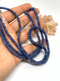 Blue Sapphire Faceted Roundel 3-6 MM Size Code #S6 Length 16 Inch- AA Quality - Burma sapphire . Natural Blue sapphire