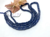 Blue Sapphire Faceted Roundel 3-6 MM Size Code #S6 Length 16 Inch- AA Quality - Burma sapphire . Natural Blue sapphire