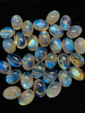 10x14 mm Moonstone Oval Cabochon - Code #MM1 Pack of 2 Pcs- Calibrated Size AAA+ Quality- Rainbow Moonstone Cabochon- Blue Fire Moonstone