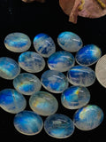 2 Pcs Moonstone Oval Cabochon 12X16 mm Code #MM4 size Rianbow Moonstone Oval Cabs , Pack of 2Pcs. AAA+ Quality Cabochon