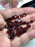 Garnet Round Faceted 7 mm size Height 4.5 mm Code #G27 Pack of 4 Pcs  -Garnet Cut Stone -Natural Garnet Loose Stone - AAA Quality Stones