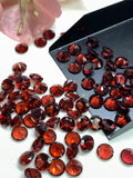 Garnet Round Faceted 7 mm size Height 4.5 mm Code #G27 Pack of 4 Pcs -Garnet Cut Stone -Natural Garnet Loose Stone - AAA Quality Stones