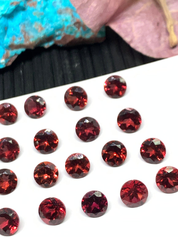 Garnet Round Faceted 6 mm size - Code #G6 -Garnet Cut Stone -Natural Garnet Loose Stone - AAA Quality Stones- Pack of 6 Pieces