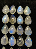 13X18 MM Rainbow Moonstone Pear Cabs, Pack of 2 Pc. Good Quality Cabochons , origin India . AAA Good Quality cabs.