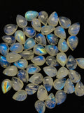 10x14 Rainbow Moonstone Pear Cabs- Pack of 4 Pc.  AAA Quality Cabochons , origin India . Good Quality cabs