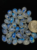 9X13MM Moonstone Pear Cabochon AAA Quality Rainbow Moonstone Cabochon-Natural Untreated, Pack of 2 Pc