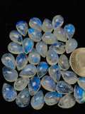 9X13MM Moonstone Pear Cabochon  AAA Quality  Rainbow Moonstone Cabochon-Natural Untreated, Pack of 2 Pc