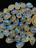 Moonstone Pear Cabochon 8X12 MM Pack of 5 Pc. Good Quality Cabochons , origin India . AAA Good Quality cabs.