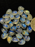 Moonstone Pear Cabochon 7X10 MM , Pack of 6 Pc. Good Quality Cabochons , origin India . AAA Good Quality cabs.