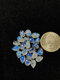 Moonstone 7X10 MM Pear Cabochon , Pack of 6 Pc. Good Quality Cabochons , origin India . AAA Good Quality cabs,