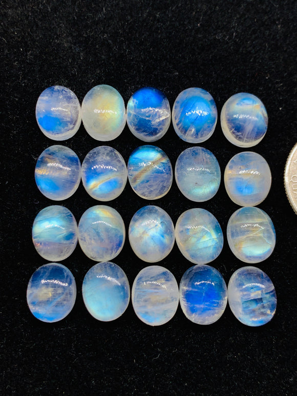 9x11 mm Moonstone Oval Cabochon Pack of 4 Pcs  AAA+ Quality -Rainbow Moonstone Cabochon-Natural Untreated