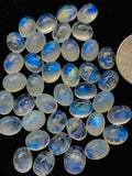 7X9MM Moonstone Oval AAA Rainbow Moonstone Cabochon-Natural Untreated Strong Blue Fire- Rainbow (Pack of 8 Pc.)