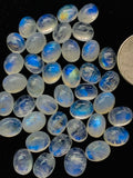 7X9MM Moonstone Oval AAA Rainbow Moonstone Cabochon-Natural Untreated Strong Blue Fire- Rainbow (Pack of 8 Pc.)