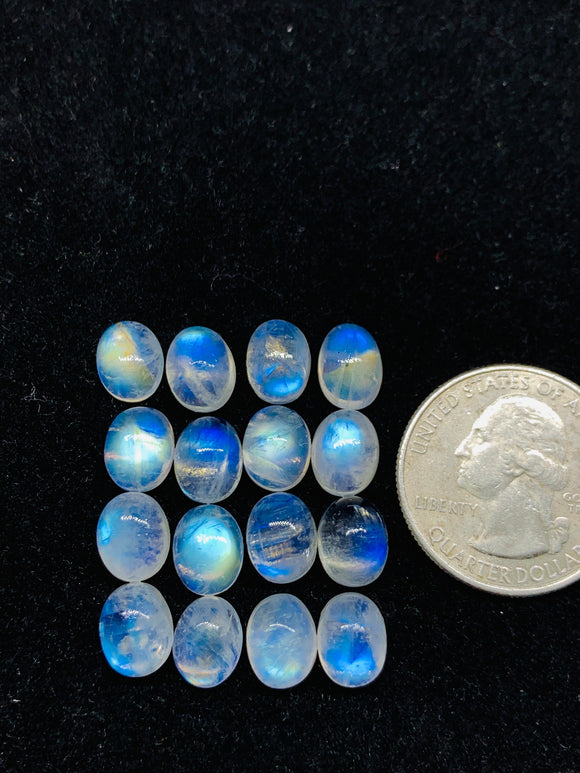 7x9 mm Moonstone Oval Cabochon Pack of 4 Pcs Code #MM16 AAAA Quality -Rainbow Moonstone Cabochon-Natural Untreated