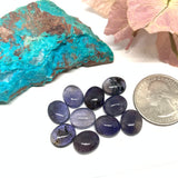 10 Pcs Iolite Cabochon 9x11 mm size Code #i73 - A Quality- Iolite Oval Cabochon- Natural Iolite Cabs( Pack of 10 Piece)