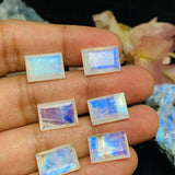 Moonstone 13X9MM Faceted Rectangle Cabochon Code# S411 AAA Quality Moonstone Faceted Cabochon- Pack of 1 Piece- Blue Fire Moonstone