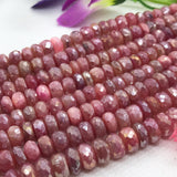 Moonstone 8MM  Faceted Pink Roundel Coating, length 14" Good Quality faceted beads , Coating moonstone. , Big hole 1.00 MM