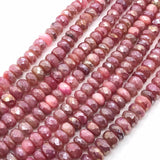 Moonstone 8MM  Faceted Pink Roundel Coating, length 14" Good Quality faceted beads , Coating moonstone. , Big hole 1.00 MM