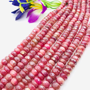 Moonstone 8MM  Faceted Pink Roundel Coating, length 14" Good Quality faceted beads , Coating moonstone. , Big hole 1.00 MM