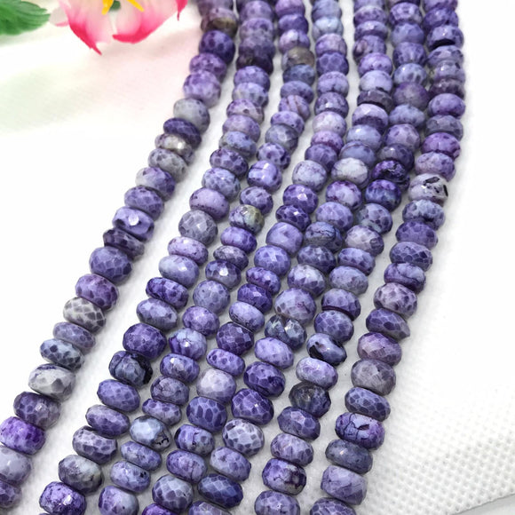 Purple Peruvian 8MM Opal Faceted Roundel, Super Quality ,  Peruvian Opal beads  ,length 13.5