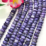 Purple Peruvian 8MM Opal Faceted Roundel, Super Quality ,  Peruvian Opal beads  ,length 13.5" . Purple coating, Big hole 1.00 MM