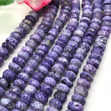 Purple Peruvian 8MM Opal Faceted Roundel, Super Quality , Peruvian Opal beads ,length 13.5" . Purple coating, Big hole 1.00 MM