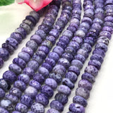 Purple Peruvian 8MM Opal Faceted Roundel, Super Quality ,  Peruvian Opal beads  ,length 13.5" . Purple coating, Big hole 1.00 MM